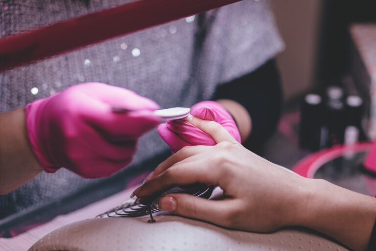 woman having manicure